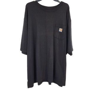 Carhartt Men 4XL Loose Fit Black Heavy Weight Short Sleeve Chest‎ Pocket Shirt